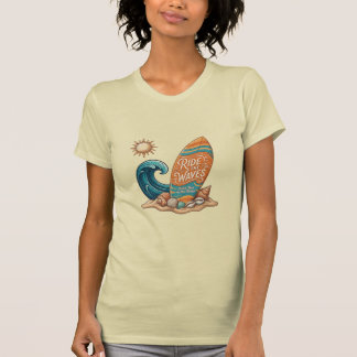 Ride the Waves Surfboard Illustration - Tropical S T-Shirt