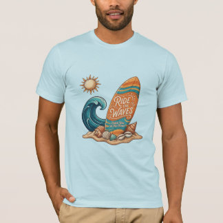 Ride the Waves Surfboard Illustration - Tropical S T-Shirt