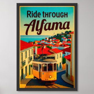 Ride Through Alfama Vintage Lisbon Tram Poster – R