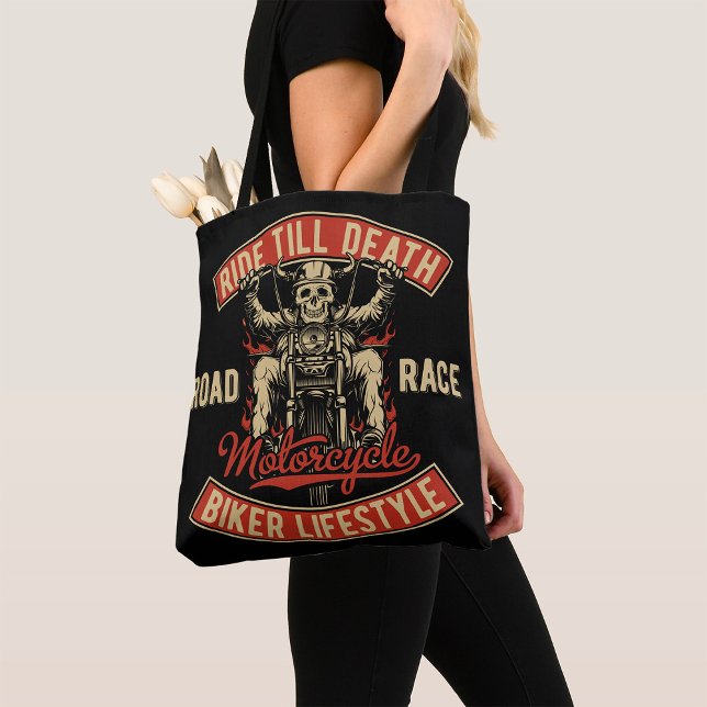 Ride Till Death Biker Lifestyle Tote Bag (Creator Uploaded)
