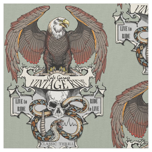 Ride To Live Live To Ride Biker design Fabric (Close Up)