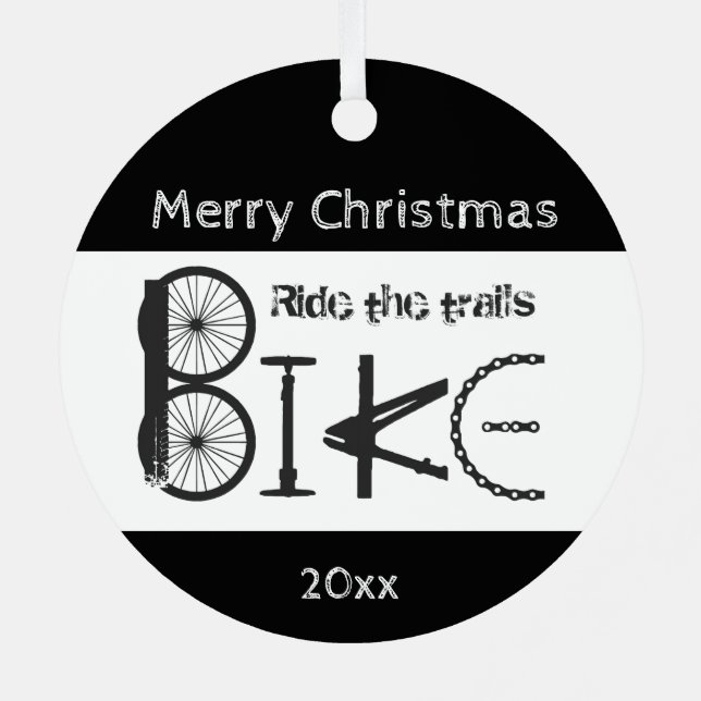Ride Trail Bike Graffiti Inspirational Christmas  Metal Ornament (Back)