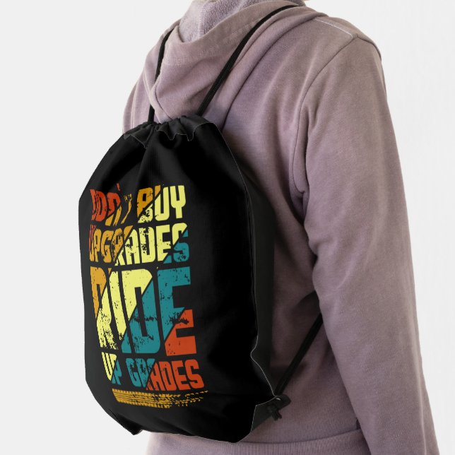  Ride Up Grades, Bicycle Mountain Bike Rider Black Drawstring Bag (Insitu)