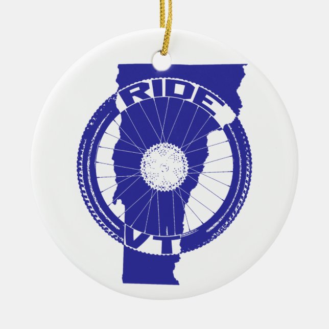 Ride Vermont Ceramic Ornament (Front)