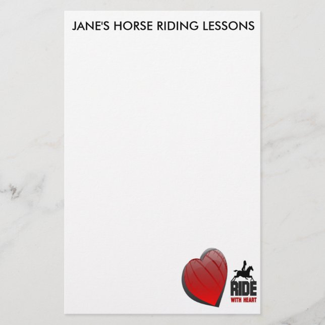 RIDE WITH HEART PRODUCTS STATIONERY (Front)