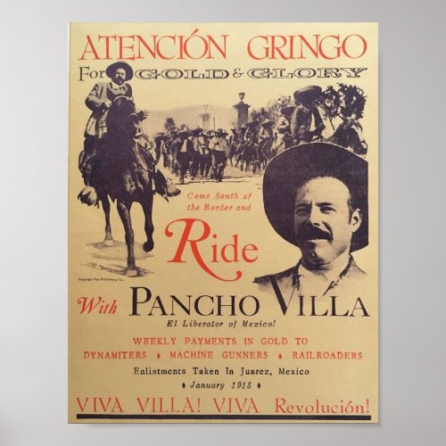 Ride with Pancho Villa Old Poster