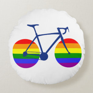 Ride With Pride Bike Round Pillow