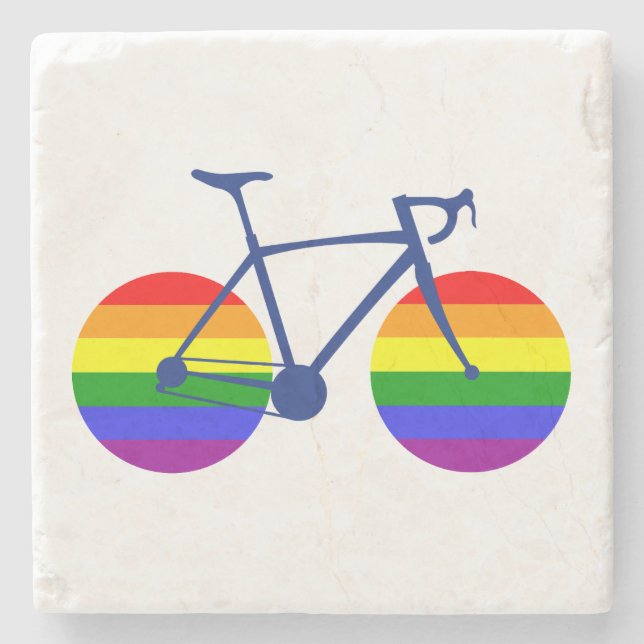 Ride With Pride Bike Stone Coaster (Front)
