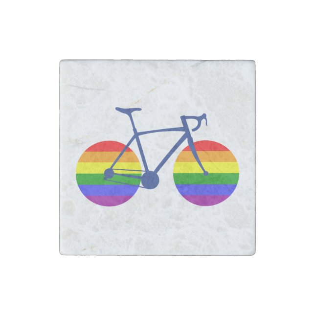 Ride With Pride Bike Stone Magnet (Front)
