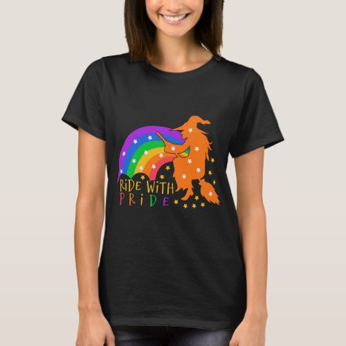 Ride With Pride Halloween Witch Gay Pride Costume  T_Shirt