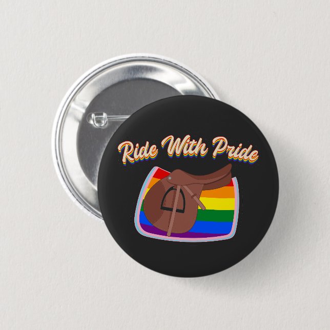 Ride With Pride - LGBTQ+ English Saddle and Pad Button (Front & Back)