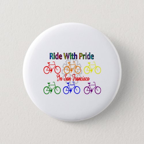 ride with pride SF__Gay Lesbian cyclist Pinback Button