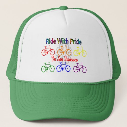 ride with pride SF__Gay Lesbian cyclist Trucker Hat