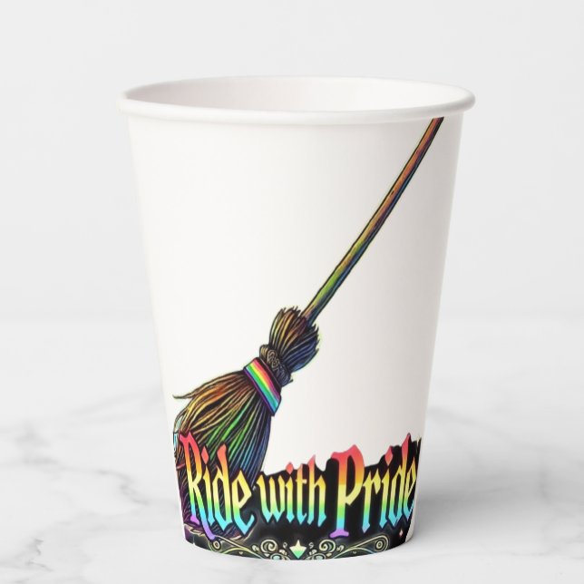 Ride with pride variant paper cup (Front)