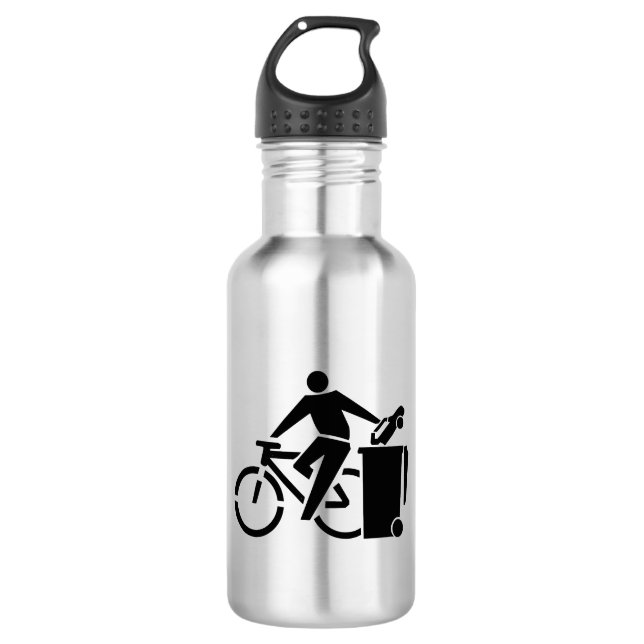 Ride Your Bike, Trash Your Car Stainless Steel Water Bottle (Front)