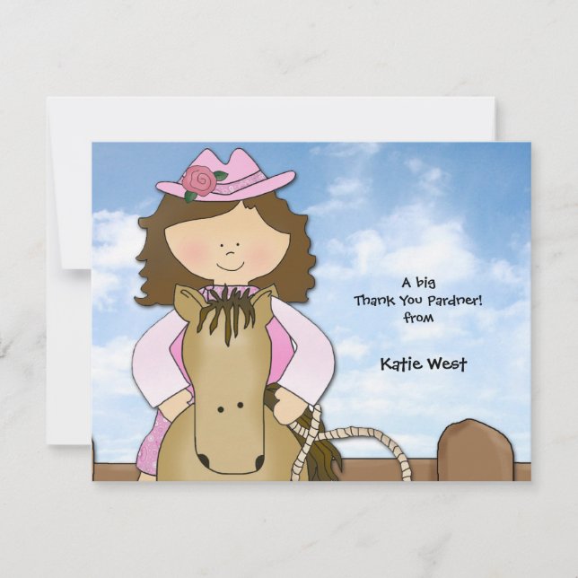 Ride'em Cowgirl Personalized Thank You/Notecard Thank You Card (Front)