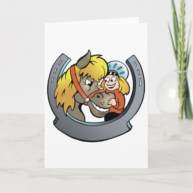 Rider And Horse Greeting Cards (Front)