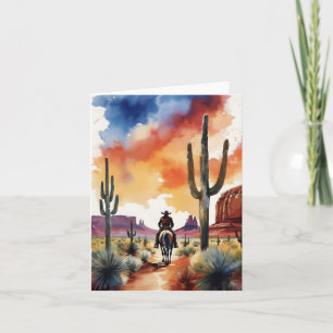 Rider at Dusk Cowboy Card