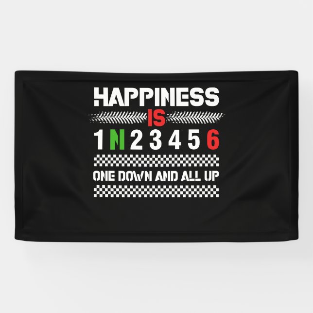 Rider Motorcycle Happiness Is One Down And All Up Banner (Horizontal)