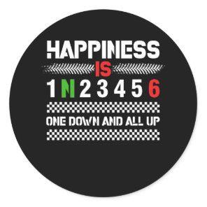 Rider Motorcycle Happiness Is One Down And All Up Classic Round Sticker