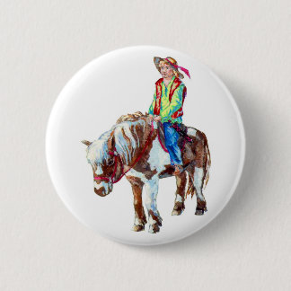 Rider on a pony badge button