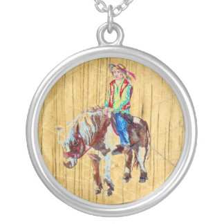 Rider on a pony silver plated necklace
