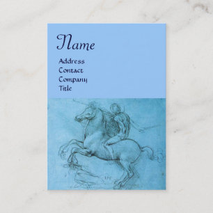 Rider on a Rearing Horse / Monogram,blue,black Business Card