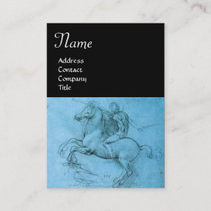 Rider on a Rearing Horse / Monogram,blue,black Business Card