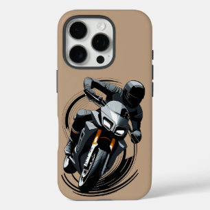 Rider on a Sportbike in Minimalist Modern Art iPhone 16 Pro Case