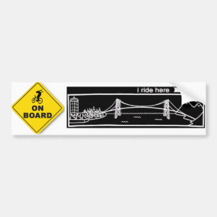 Rider on board & I ride here. Bumper Sticker