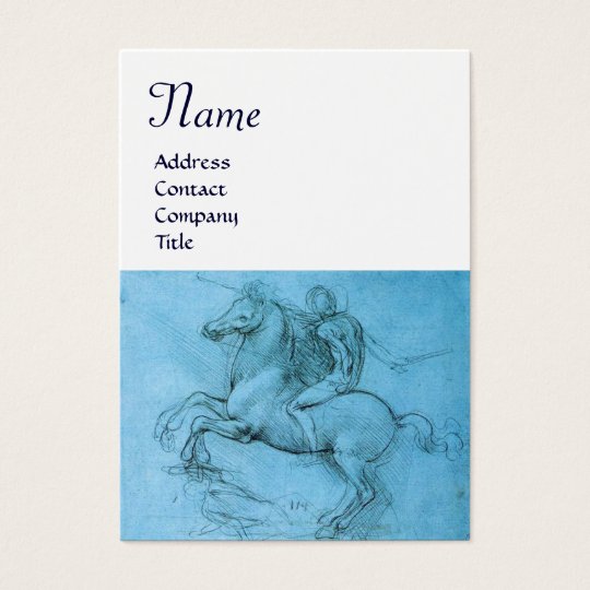 Rider on Rearing Horse Monogram,blue,cream Business Card