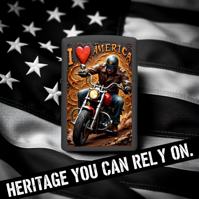 Rider Red Bike Dusty Heart Relief Zippo Lighter (Creator Uploaded)