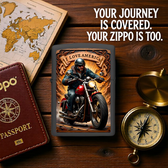 Rider Red Chopper Dusty Road Zippo Lighter (Creator Uploaded)