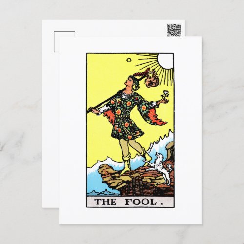 Rider Waite Tarot Major Arcana The Fool  Postcard