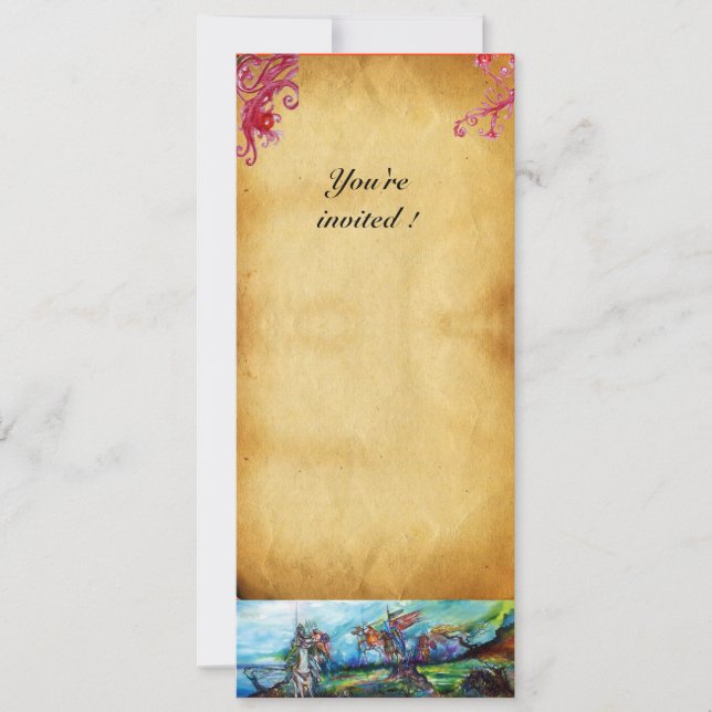 RIDERS IN STORM Knights Horseback Parchment Invite (Front)