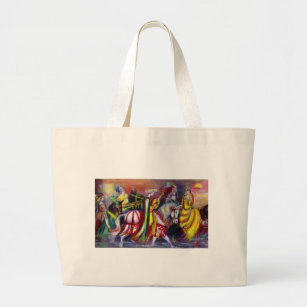RIDERS IN THE NIGHT detail Large Tote Bag