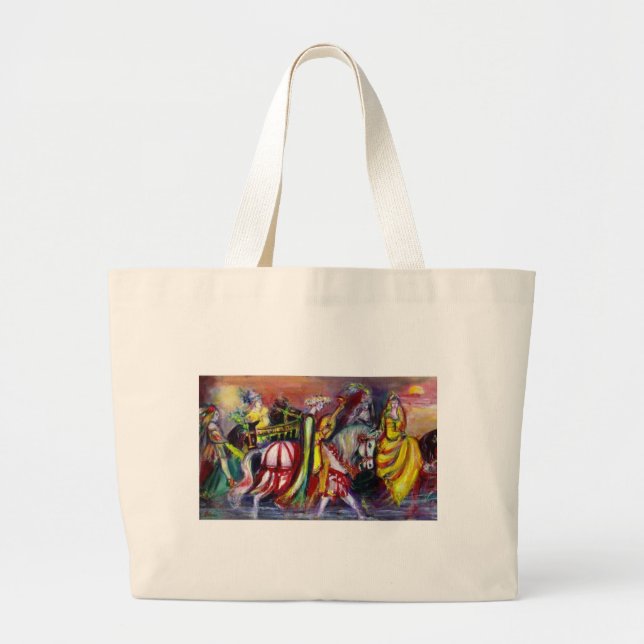RIDERS IN THE NIGHT detail Large Tote Bag (Front)