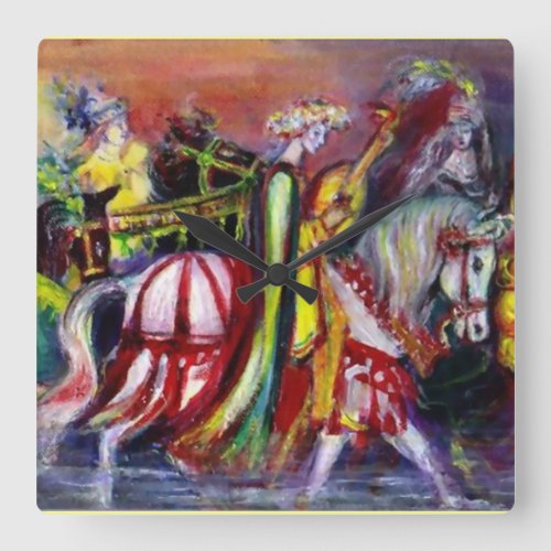 RIDERS IN THE NIGHT SQUARE WALL CLOCK