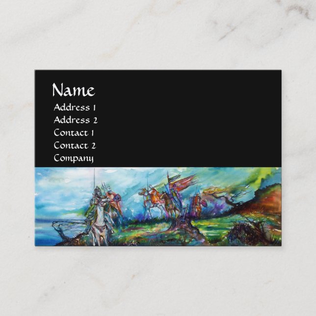 RIDERS IN THE STORM black white blue purple brown Business Card (Front)