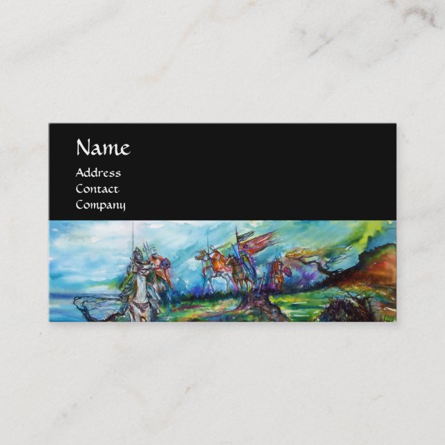 RIDERS IN THE STORM black white blue purple brown Business Card (Front)