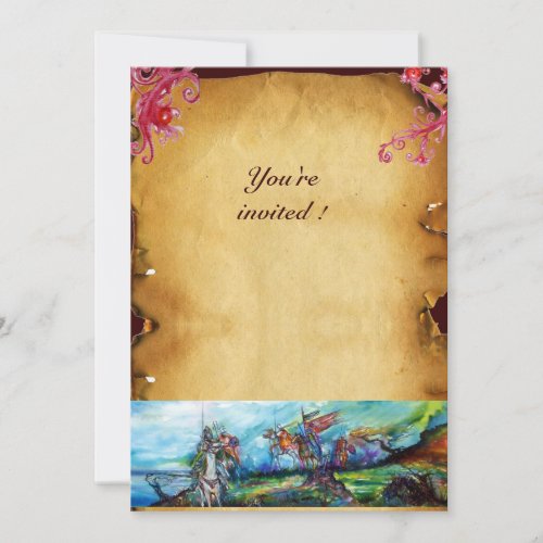 RIDERS IN THE STORM Knights Horseback Parchment Invitation