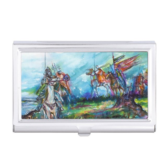 RIDERS IN THE STORM Medieval Knights Business Card Holder (Front)