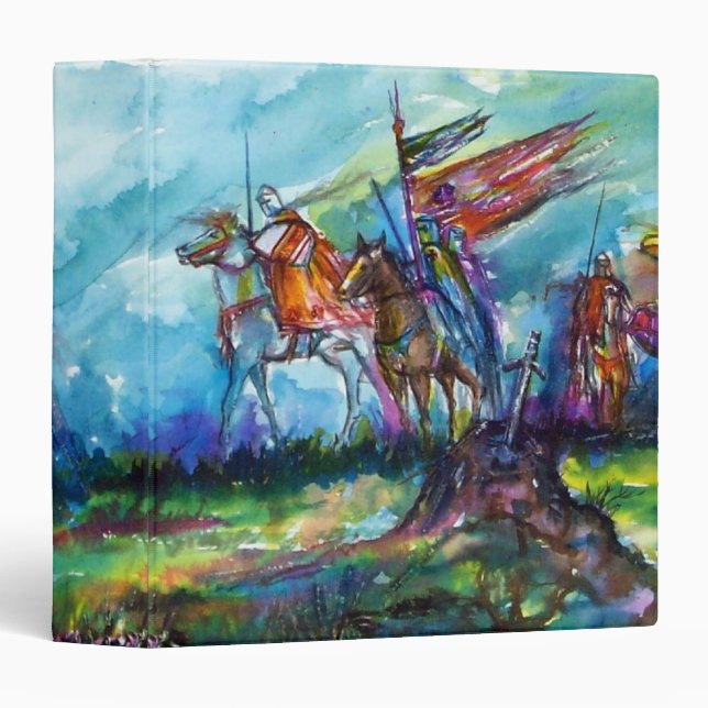RIDERS IN THE STORM Medieval Knights Horseback 3 Ring Binder (Front/Spine)