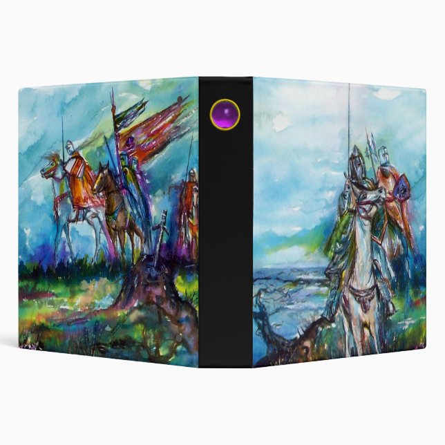 RIDERS IN THE STORM Medieval Knights Horseback 3 Ring Binder (Background)
