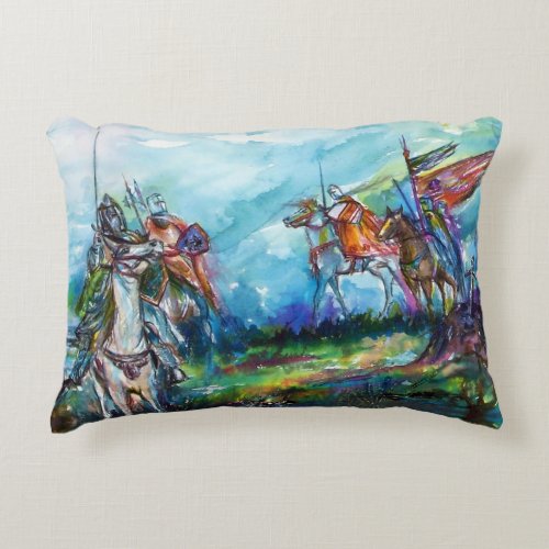 RIDERS IN THE STORM Medieval Knights Horseback Accent Pillow