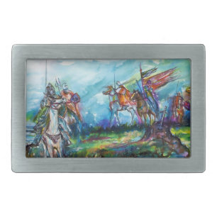 RIDERS IN THE STORM Medieval Knights Horseback Belt Buckle