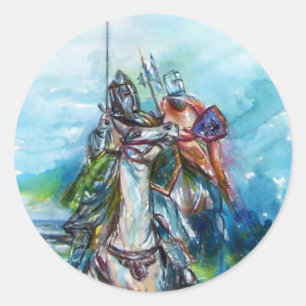 RIDERS IN THE STORM Medieval Knights Horseback Classic Round Sticker