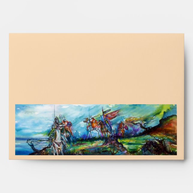 RIDERS IN THE STORM Medieval Knights Horseback Envelope (Front)
