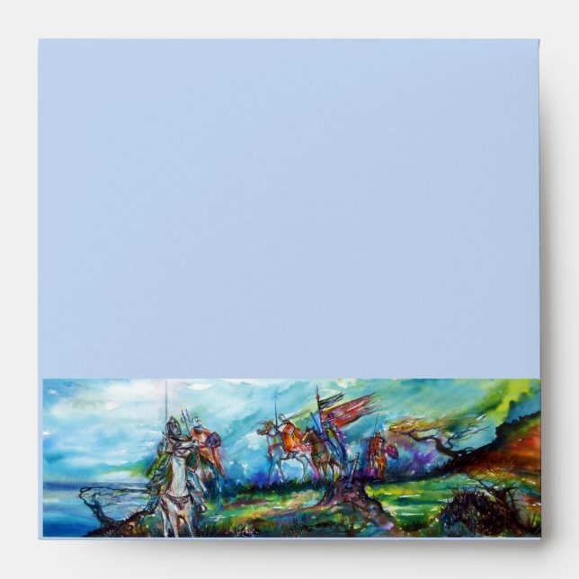 RIDERS IN THE STORM Medieval Knights Horseback Envelope (Front)