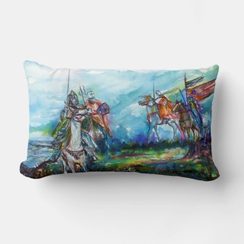 RIDERS IN THE STORM Medieval Knights Horseback Lumbar Pillow